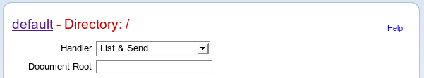 
    The Cherokee 0.6.0 Virtual Server Rule configurator.
    The "List & Send" Handler has been selected, which restricts the
    available configuration options to a single "Document Root" option.
